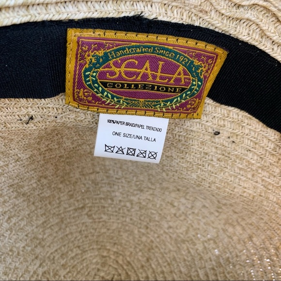 Scala Straw Paper Bow Wide Brim Sun Hat - Picture 10 of 11